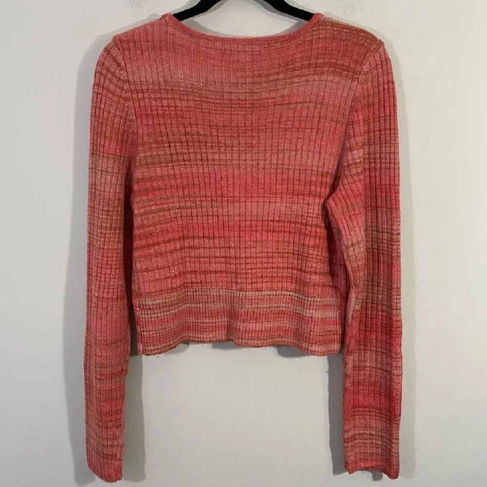 Small   American Eagle Women's Red Space Dyed Faux Wrap
Cropped Sweater - Picture 3 of 11